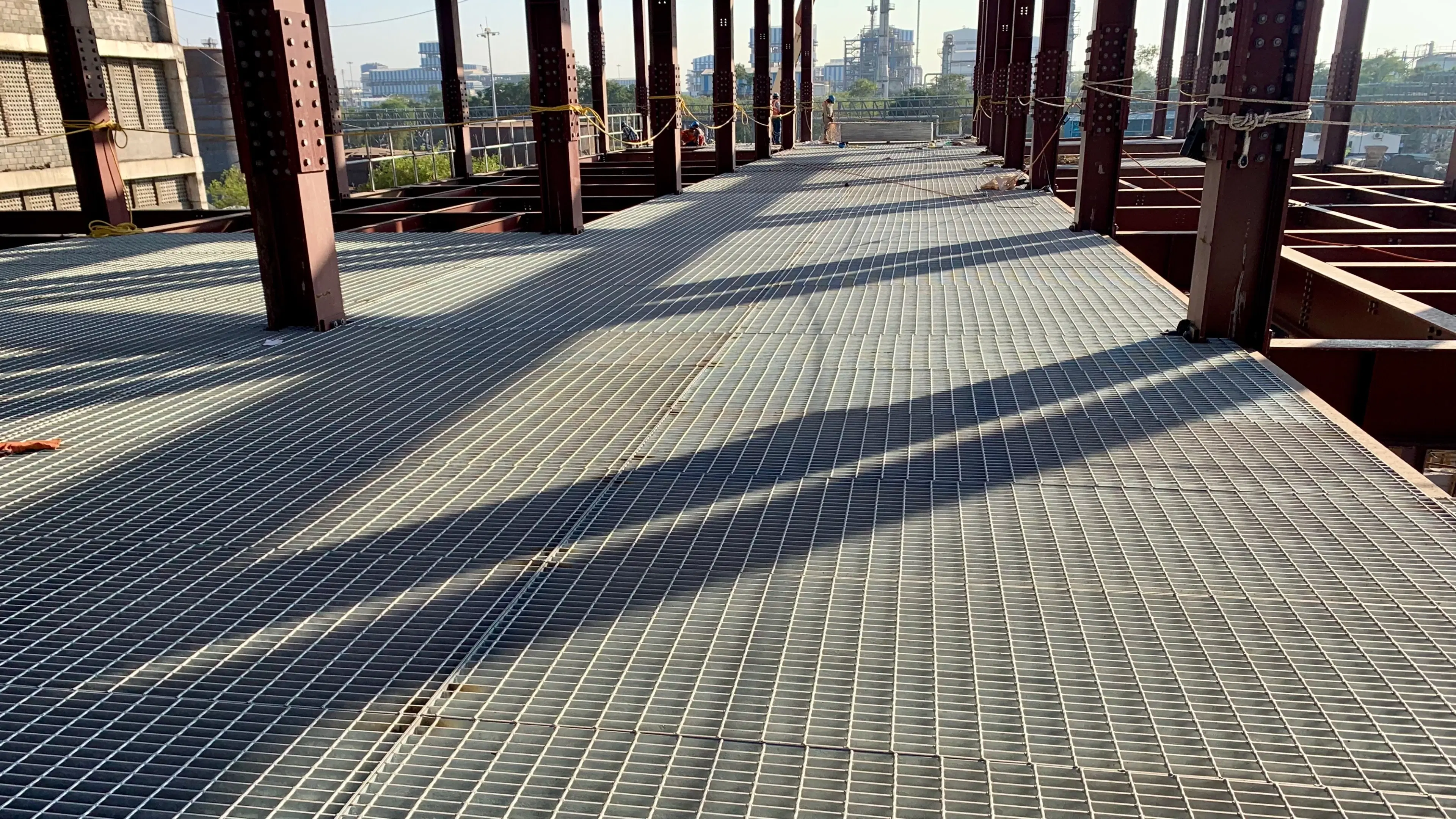 Steel grating installed in an industrial access application